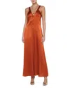 L Agence L'agence Kellen Button Front Silk Dress In Brown