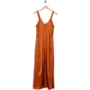 L'agence Kellen Button Front Silk Dress In Sienna