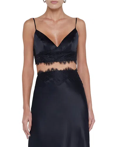 L Agence L'agence Kelvis Lace Trim Silk Bra Top