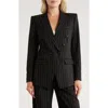 L Agence L'agence Kendi Pinstripe Double Breasted Long Blazer In Multi