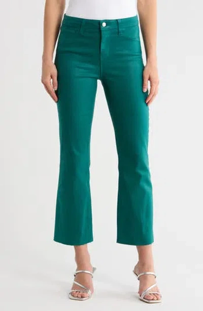 L Agence L'agence Kendra Coated High Waist Crop Flare Jeans In Green
