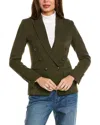L'agence Kenzie Double-breasted Faille Blazer In Green