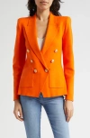 L Agence L'agence Kenzie Cotton Blend Knit Double Breasted Blazer In Tangerine/ Gold