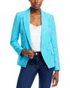 L Agence Kenzie Cotton-blend Blazer In Blue Atoll