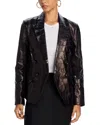 L Agence Kenzie Leather Blazer In Black