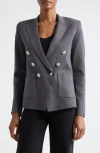L Agence L'agence Kenzie Metallic Double Breasted Knit Blazer In Dark Shadow/silver