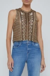 L Agence Kienna Embellished Tank In Brown