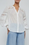 L'agence Kiera Lace-trim Balloon-sleeve Shirt In White