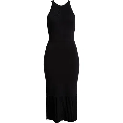 L Agence L'agence Kim Pleat Hem Knit Dress In Black