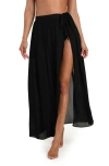 L Agence L'agence Klaire Chiffon Cover-up Skirt In Black