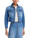 L Agence Koda Cropped Denim Jacket In Blue
