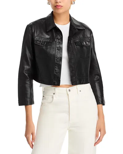 L Agence Koda Coated Jacket In Noir Coated
