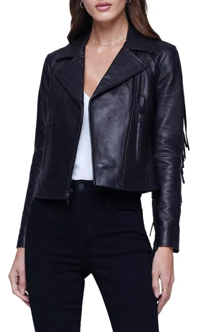 Pre-owned L Agence L'agence Kravitz Leather Jacket For Women In Black