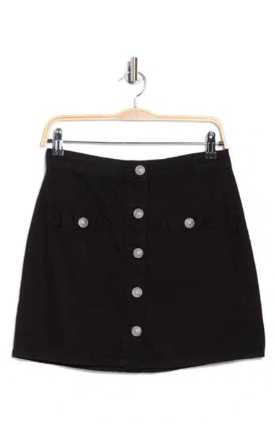 L Agence L'agence Kris Button Front Cotton A-line Miniskirt