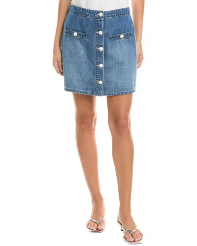 L Agence L'agence Kris Button Front Mini Skirt In Blue