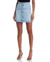L Agence Kris Button-front Denim Mini Skir In Fontana