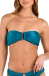 L Agence L'agence Krysta Metallic Bandeau Bikini Top In Blue