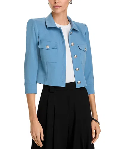 L Agence L'agence Kumi Button Front Crop Jacket In Blue Mist