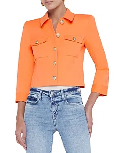 L Agence L'agence Kumi Button Front Crop Jacket In Orange