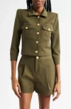 L Agence Kumi Cropped Jacket In Ivy Green
