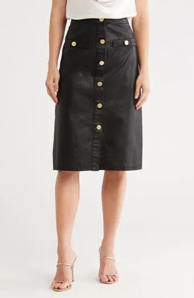 L Agence L'agence Landry Button Front Cotton Midi Skirt