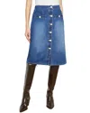 L Agence L'agence Landry Button Front Midi Skirt In Blue