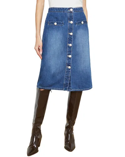 L Agence L'agence Landry Button Front Midi Skirt
