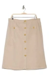 L Agence L'agence Landry Button Front Midi Skirt In Biscuit
