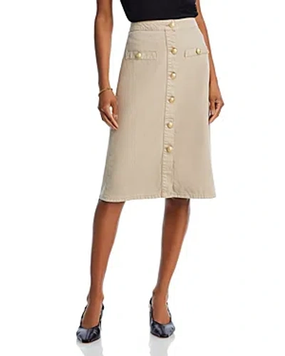 L Agence L'agence Landry Button Front Midi Skirt In Biscuit