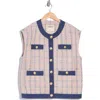 L Agence Laurel Oversized Vest In Multicolor In Tan/dusty Pink/blue