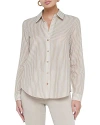 L Agence Laurent Metallic Stripe Button-up Shirt In Dark Cappucino