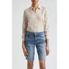 L Agence Laurent Metallic Stripe Button-up Shirt In Dark Cappuccino/gold