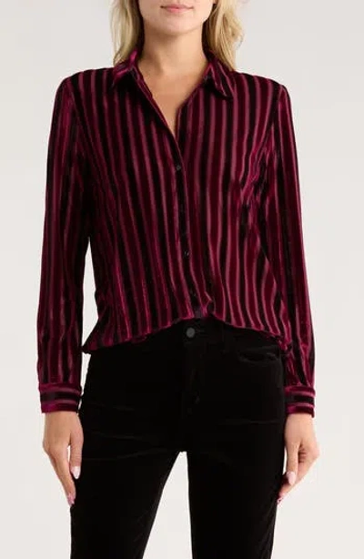 L Agence L'agence Laurent Velvet Stripe Button-up Blouse In Multi