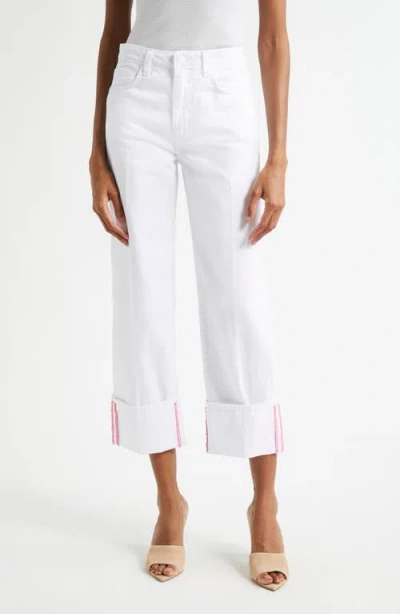 L Agence L'agence Leighton Cuff Stovepipe Jeans In Blanc
