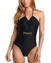 L AGENCE L'AGENCE LEILA SOLID HALTER NECK ONE PIECE SWIMSUIT