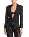 L Agence Leonora Sequin Knit Blazer In Black Silver