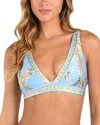 L Agence L'agence Lexie Chain Print V Neck Bikini Top In Sky