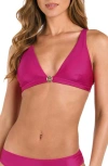 L Agence L'agence Lexie Metallic Bikini Top In Fuchsia