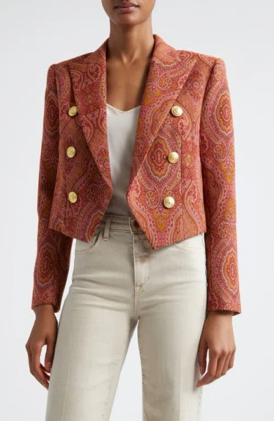 L Agence L'agence Lila Paisley Boxy Blazer In Burnt Orange Umber Paisley
