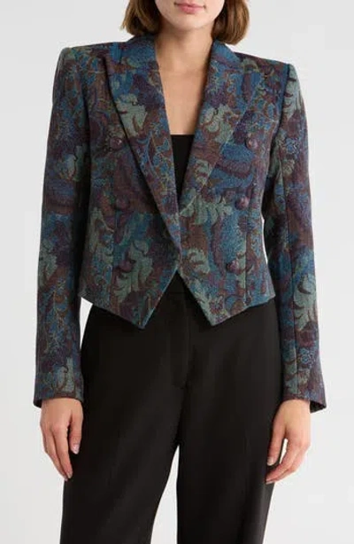 L Agence L'agence Lila Peak Lapel Boxy Crop Blazer In Multi