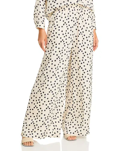 L Agence Lillian Polka-dot Wide-leg Pants In Ecru/black Polka Dot
