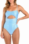 L Agence Lily Ruched Cutout One-piece Swimsuit