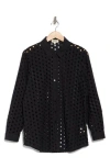 L Agence L'agence Lindy Eyelet Button-up Shirt In Black