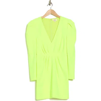 L Agence L'agence Linnie Pleated Long Sleeve Dress In Neon Citrus