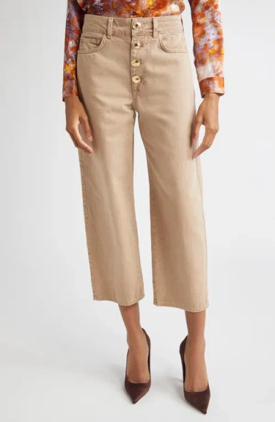 L Agence L'agence Liora High Waist Crop Wide Leg Jeans In Gold