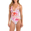 L Agence Soft Cloud Floral Lisa Plunge One-piece Swimsuit