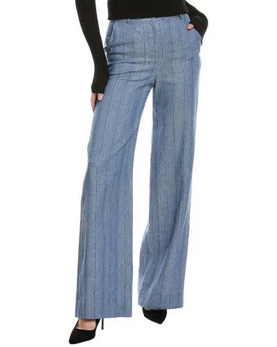 L Agence L'agence Livvy Straight Leg Linen-blend Trouser In Blue