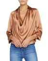 L Agence L'agence Lotus Cowl Neck Long Sleeve Silk Top