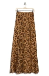 L Agence L'agence Luca Silk Maxi Skirt In Brown Multi Sahara Leopard