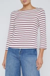 L Agence Lucille Striped Boatneck Top In Red/navy/white Stripe